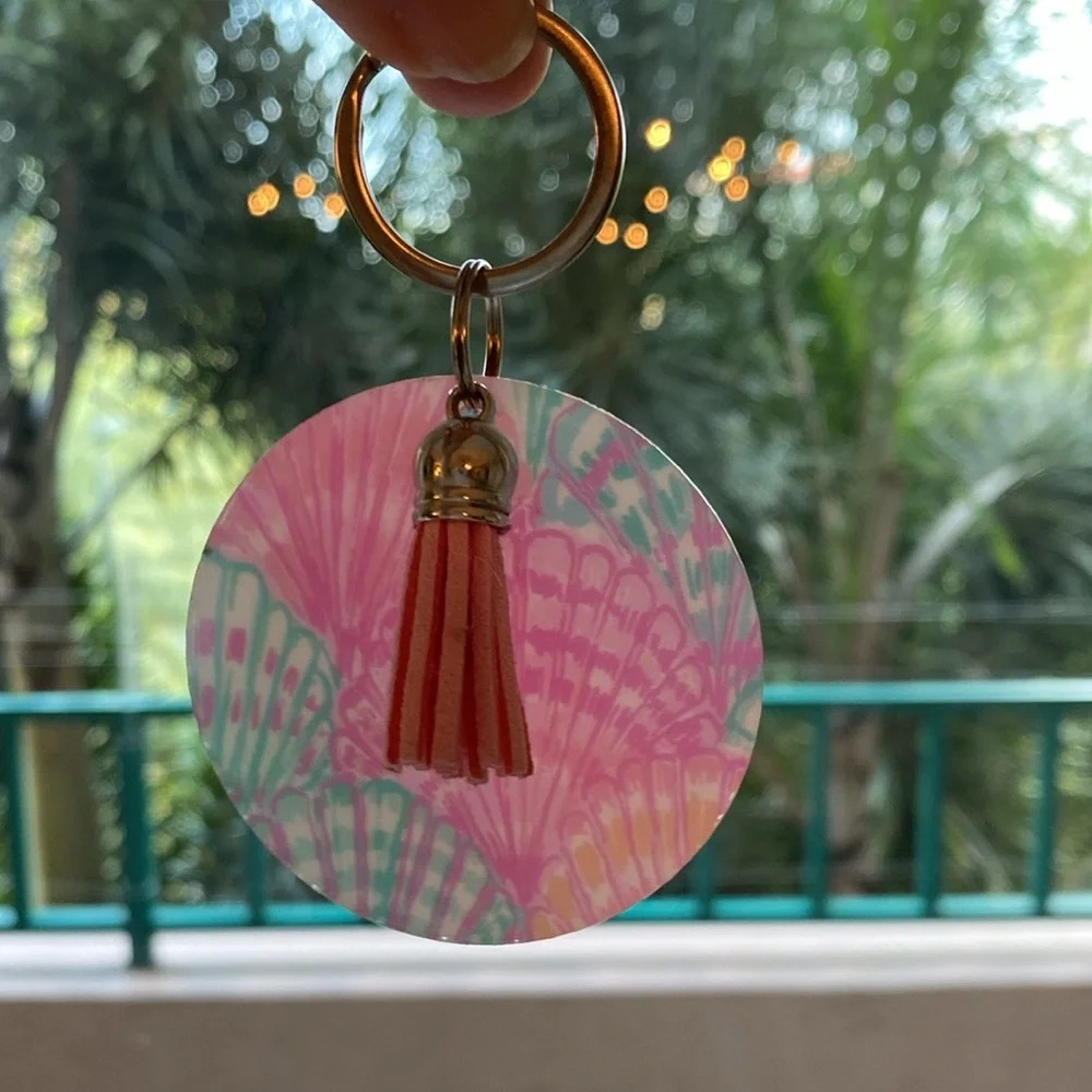 Pink & Blue Sea Shell keychain / bag charm